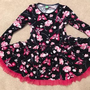 👗 Velour Navy Dress with Butterflies 🦋